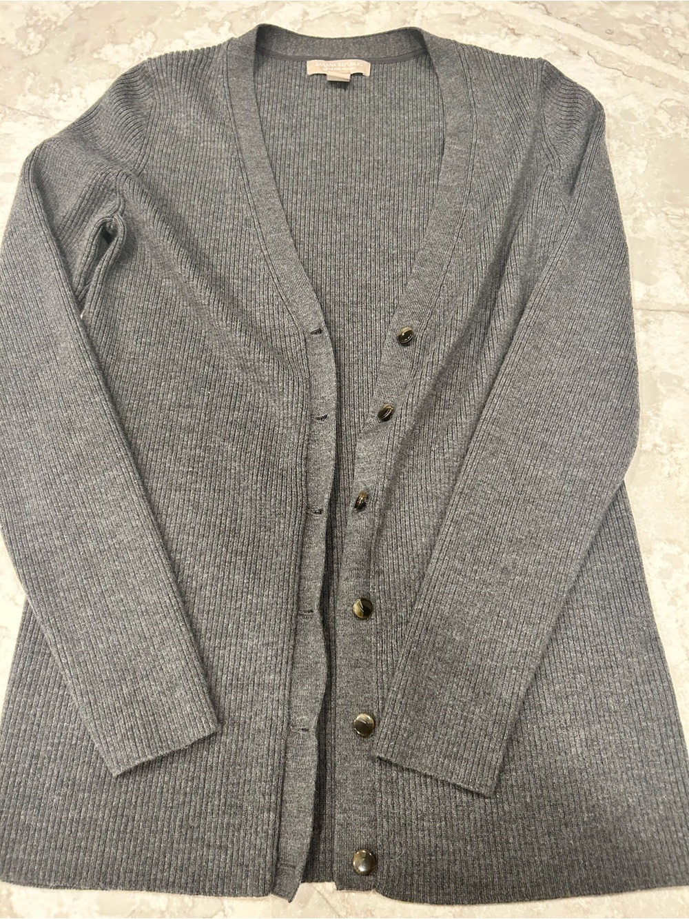 Banana Republic Charcoal Ribbed Merino Crewneck Sweater